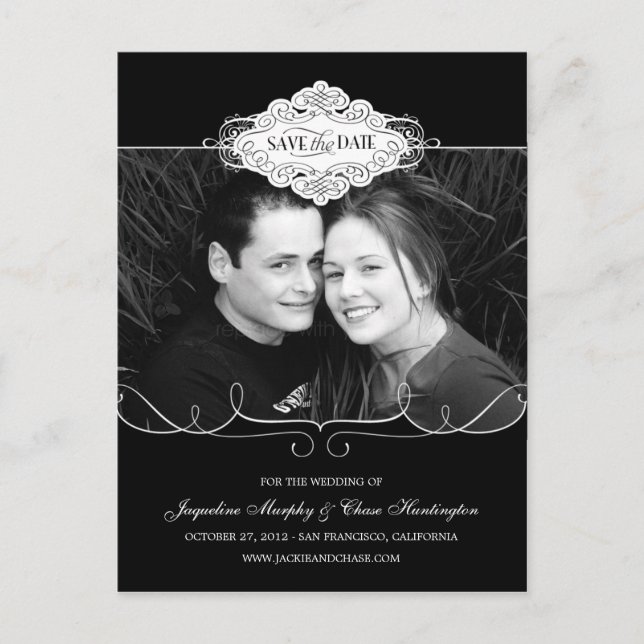 Simply Couture Save The Date Postcard - Black (Front)