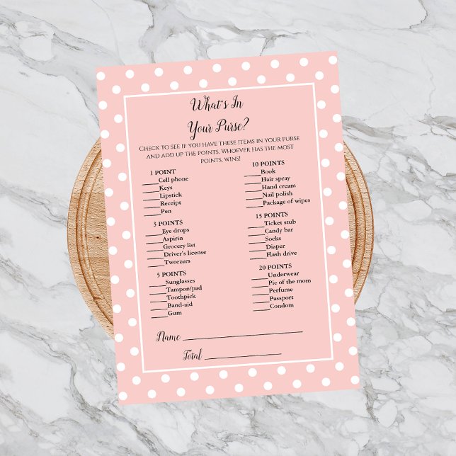 Simply Cute Pink Bow What's In Your Purse Game Invitation (Creator Uploaded)