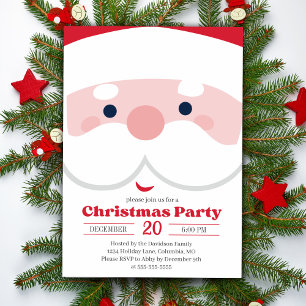 Simply Cute Santa Christmas Party Holiday Invitation