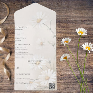 Simply Daisies QR Code All In One Invitation