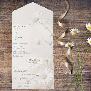 Simply Daisies with Dinner Options  All In One Invitation