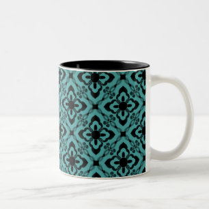 Simply Dazzling Damask Mug, Turquoise Two-Tone Coffee Mug