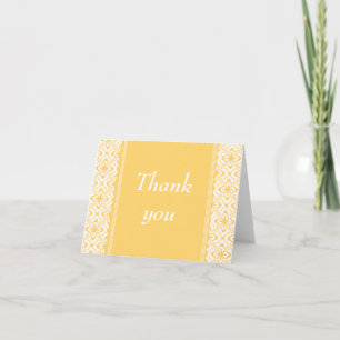 Simply Dazzling Damask Thank You Card, Yellow Card