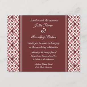 Simply Dazzling Damask Wedding Invite, Maroon Invitation