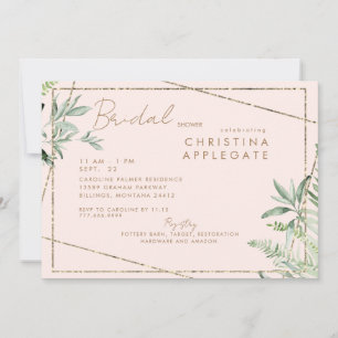 Simply Divine Blush & Gold Elegant Bridal Shower Invitation