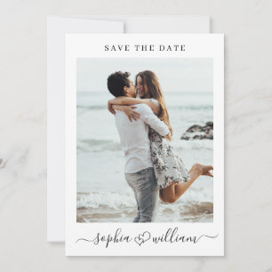 Simply Elegant 2 Photo Wedding Hearts Simple Save The Date