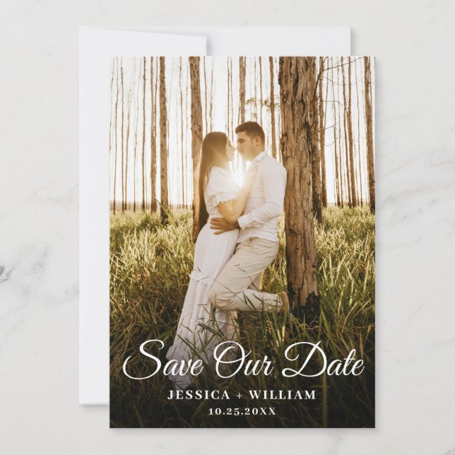 Simply Elegant 2 Photo Wedding Save The Date (Front)
