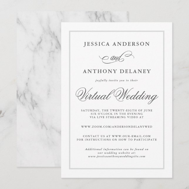 Simply Elegant Affair Virtual Wedding Invitation (Front/Back)