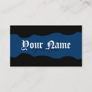 Simply elegant ancient black and dark blue waves business card