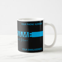Simply elegant black and blue stripe business mug