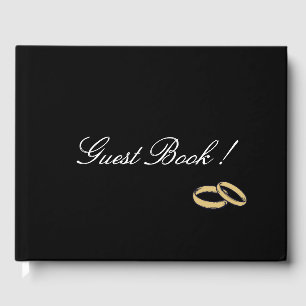 Simply Elegant Black and White with Rings Guest Book