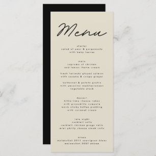 Simply Elegant Black & Beige Wedding Menu