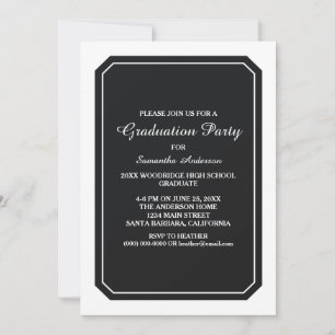 Simply Elegant Black Graduation Party Invite