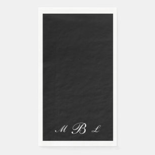 Simply Elegant Black Script Monogram  Napkin