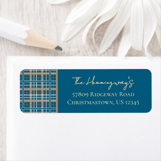 Simply Elegant Blue Plaid Return Address (Insitu)