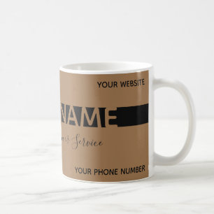 Simply elegant brown black stripe business card coffee mug