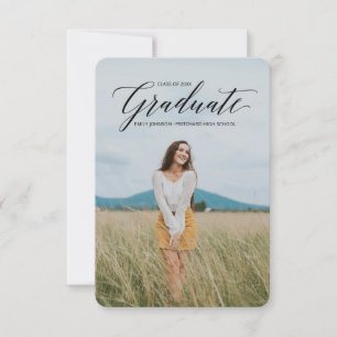 Simply Elegant Calligraphy Graduation Announcement
