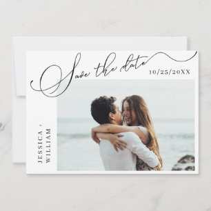 Simply Elegant Calligraphy Wedding Photo  Save The Date