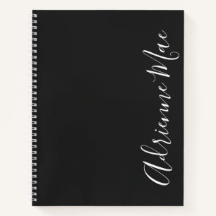 Simply Elegant Charcoal & White Personalized Notebook