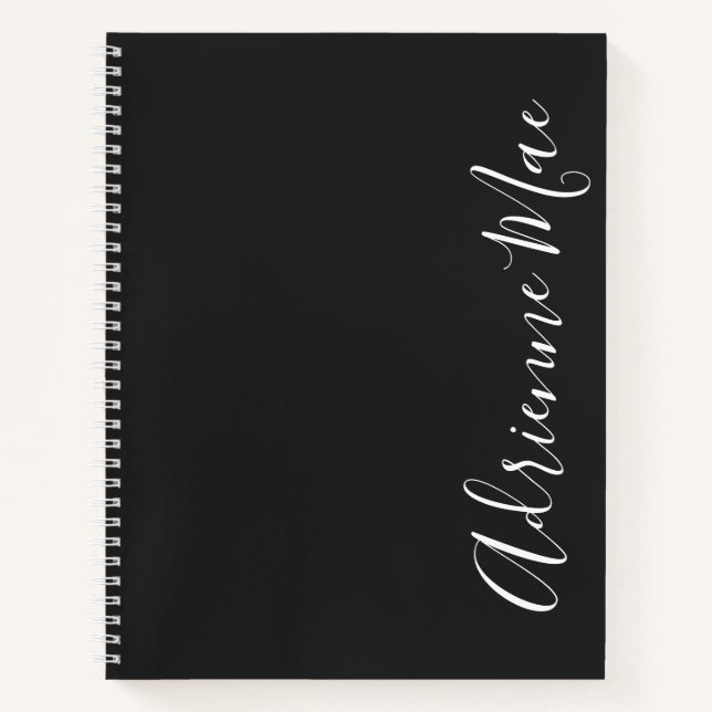 Simply Elegant Charcoal & White Personalized Notebook (Front)