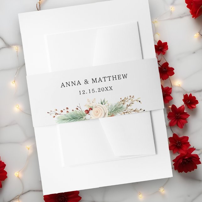 Simply Elegant Christmas Floral  Invitation Belly Band (Creator Uploaded)
