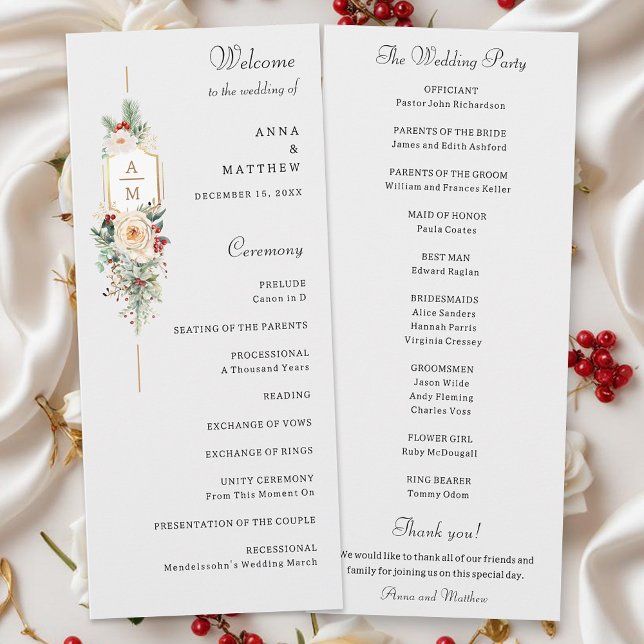 Simply Elegant Christmas Floral Monogram Program (Creator Uploaded)