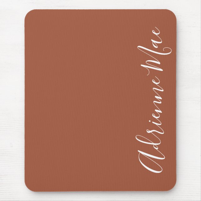 Simply Elegant Cinnamon Brown Personalized Mouse Pad (Front)
