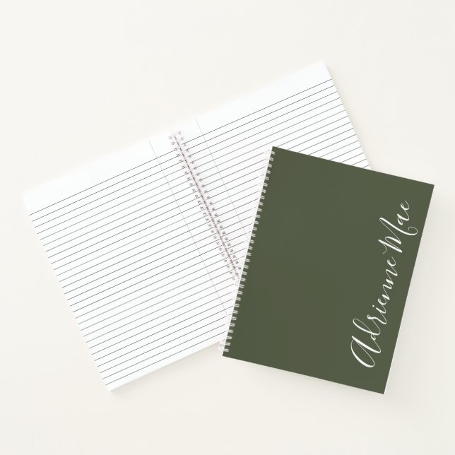 Simply Elegant Dark Chive Green Personalized Notebook (Inside)