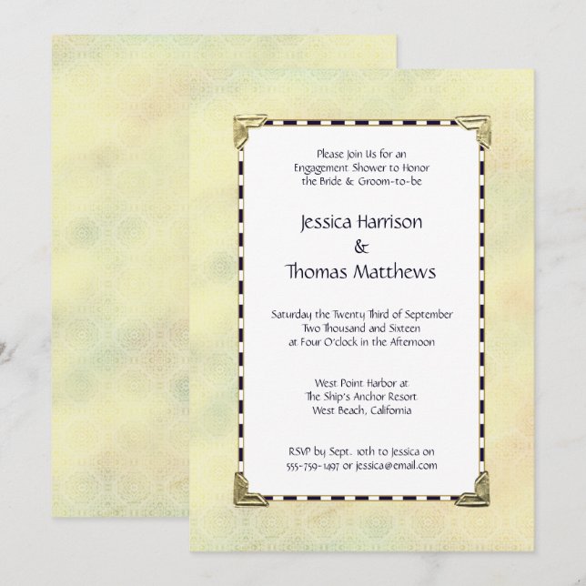 Simply Elegant Engagement Shower Or Party Invitation (Front/Back)