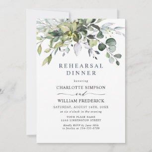 Simply Elegant Eucalyptus REHEARSAL DINNER Invitation