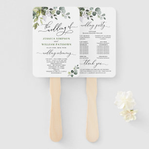 Simply Elegant Eucalyptus Wedding Program Hand Fan
