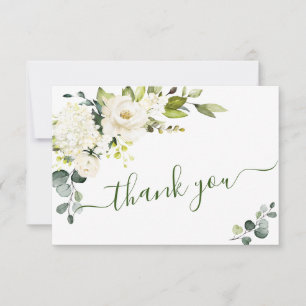 Simply Elegant Eucalyptus White Roses Floral Thank You Card