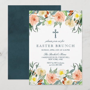 Simply Elegant Floral Easter Brunch Invitation