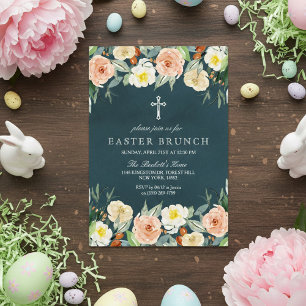 Simply Elegant Floral Easter Brunch Invitation