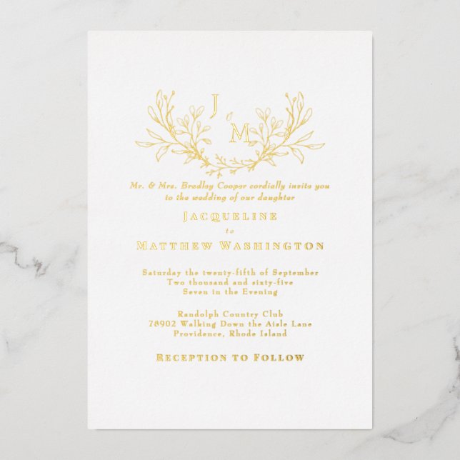 Simply Elegant  Foliage White Wedding Gold (Front)