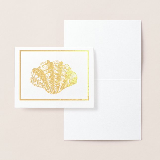 Simply Elegant Gold or Silver Seashell Ornament Foil Card (Display)
