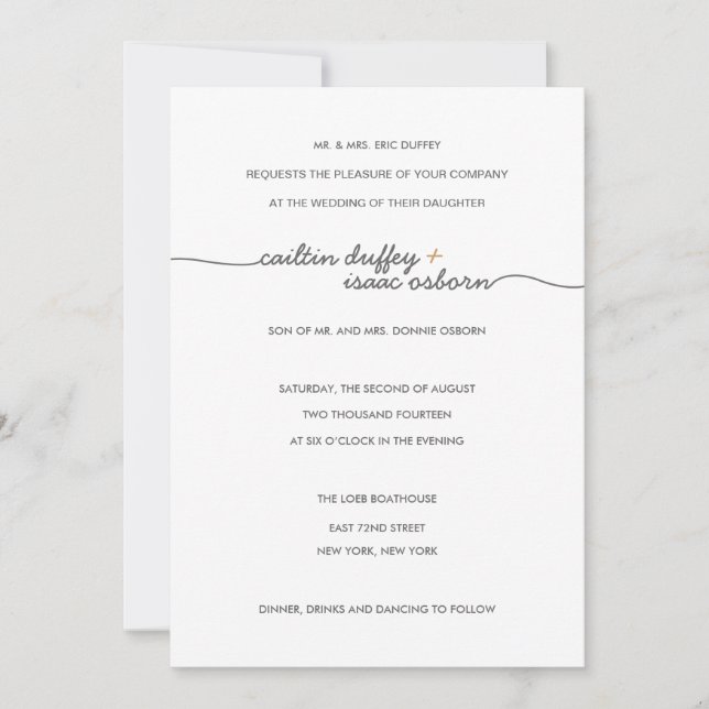 Simply Elegant Gold Wedding Invitation (Front)
