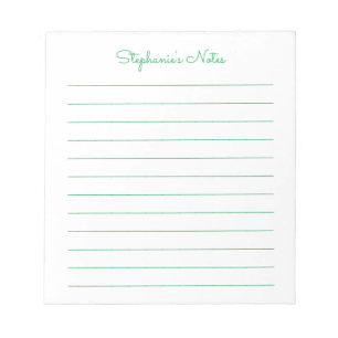 Simply Elegant Green Lined Personalized Notepad