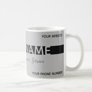 Simply elegant grey and black stripe business card coffee mug