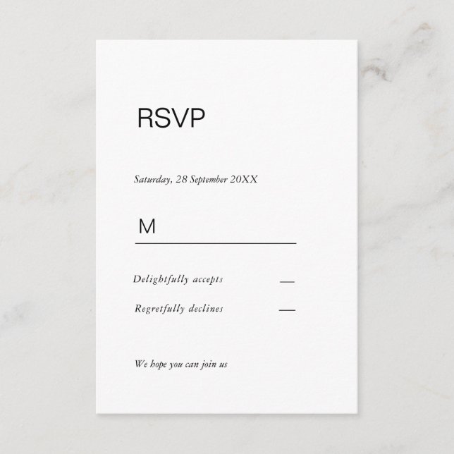 Simply elegant invitation response card RSVP (Front)