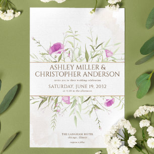 Simply Elegant Lavender Wildflower Frame Wedding Invitation