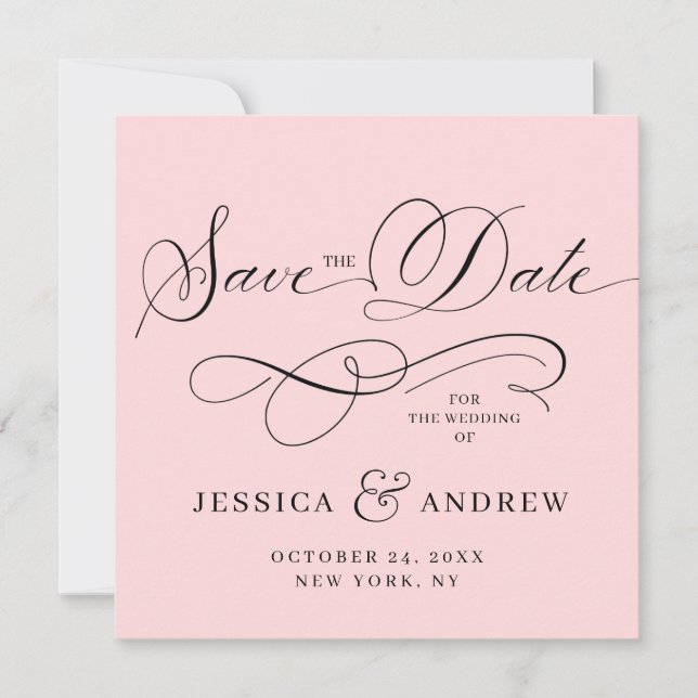 Simply Elegant Lettering Wedding Save the Date (Front)