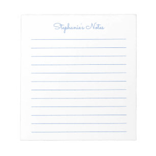Simply Elegant Light Blue Lined Personalized Notepad