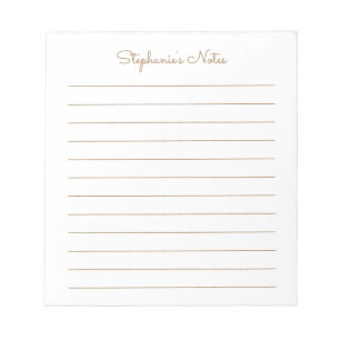 Simply Elegant Light Brown Lined Personalized Notepad