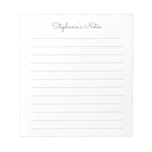 Simply Elegant Light Grey Lined Personalized Notepad