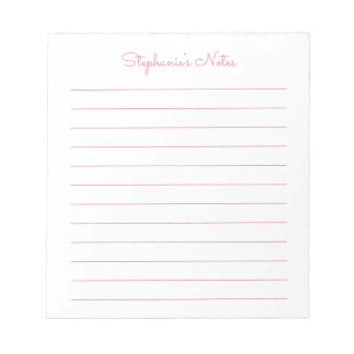 Simply Elegant Light Pink Lined Personalized Notepad