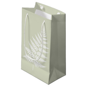 Simply Elegant Light Sage Green White Fern Wedding Small Gift Bag