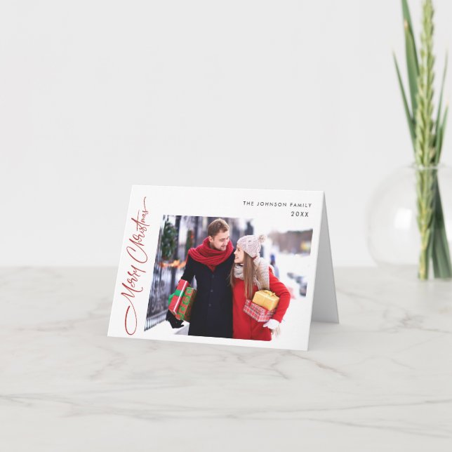 Simply Elegant Merry Christmas 2 PHOTO Greeting Holiday Card (Front)