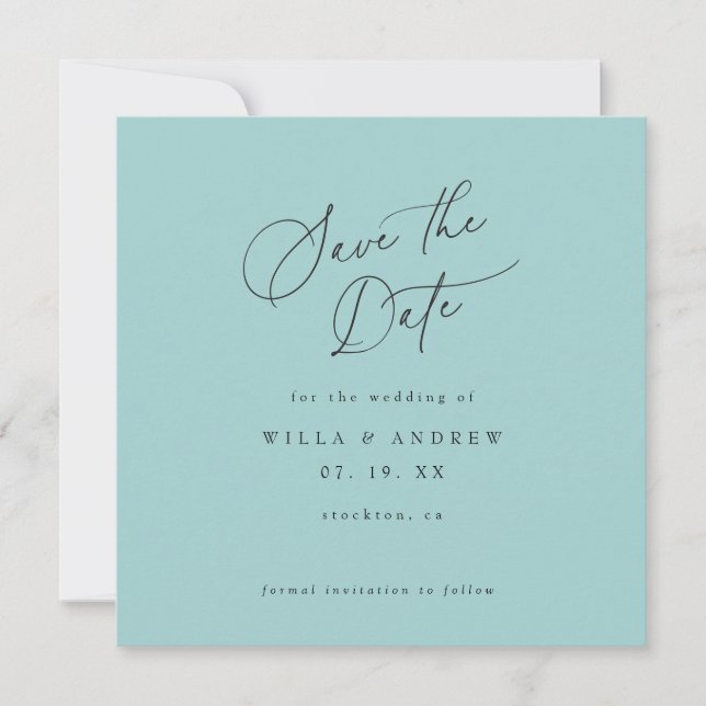 Simply Elegant Minimalist Save The Date Photo Card (Front)