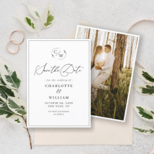 Simply Elegant Minimalist Wedding Photo Save The Date